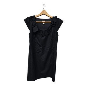 J CREW Black Wool Ribbon Ravine Sheath Dress Size 8 Cap Sleeve Classic Career